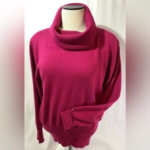 Dress Barn Women’s Turtleneck Size L Color Fuchsia Long Sleeves Knit